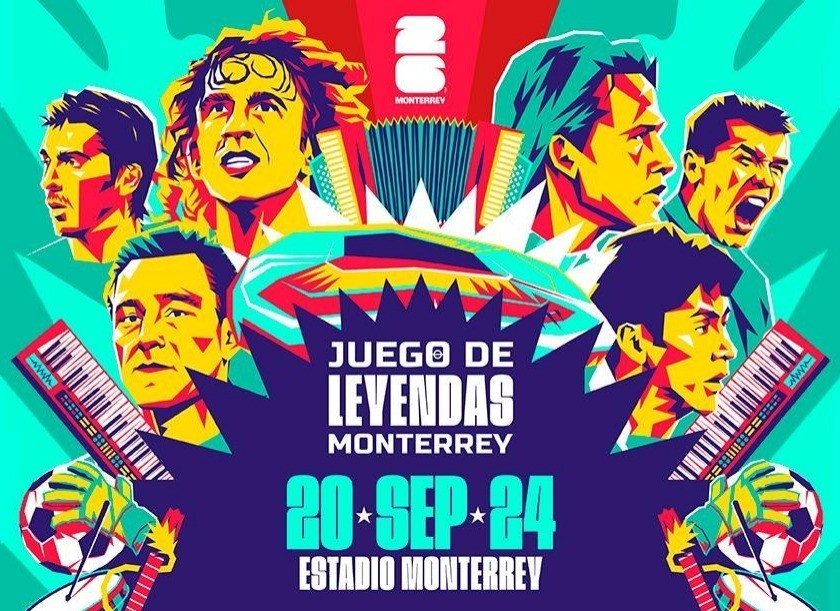 Poster promocional del juego de leyendas que será en el estadio BBVA. Foto: Rayados.