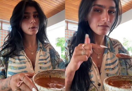 Mía Khalifa fascinada con el menudo mexicano ¡Es perfecto!