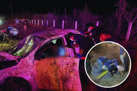 Tres personas heridas en volcadura en la carretera San Pedro - Todos Santos