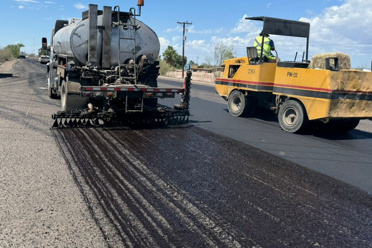 Avance de trabajo de pavimentación. Foto: Gobierno del Estado de BCS