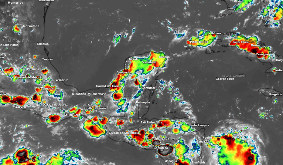 Una nueva jornada de tormentas estarán afectando la Península ante los efectos de la onda tropical 24.- Foto de Meteorología Yucatán