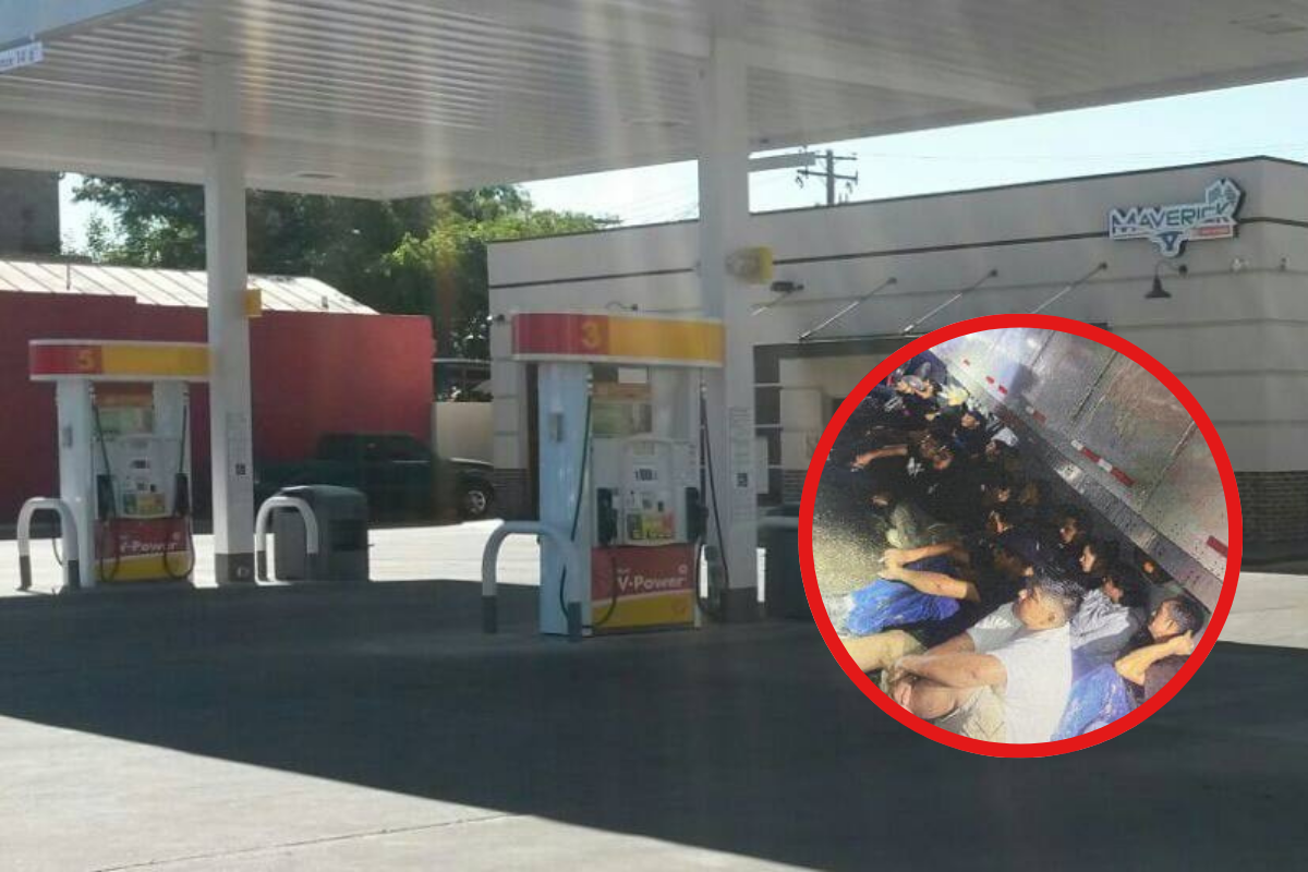 Encuentran migrantes en gasolinera de Eagle Pass. Foto de redes.