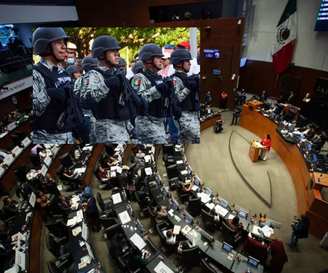 Pleno del Senado en discusión de aprobar el traspaso de la GN a Sedena. Foto: Canva.