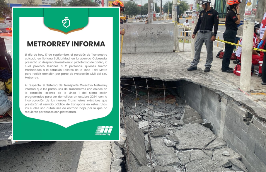 Metrorrey confirma demolición de parabuses. Foto. PCNL y Metrorrey