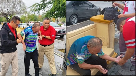 Rescatan a hombre ebrio tras estar horas bajo la lluvia en Torreón