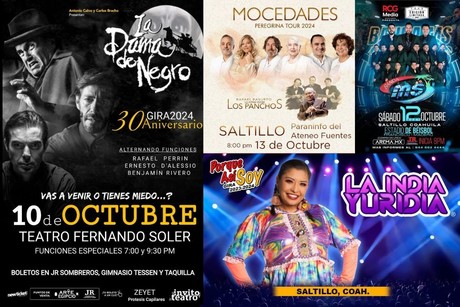 ¿Qué plan se arma? Conoce la cartelera del 10 al 13 de octubre en Saltillo