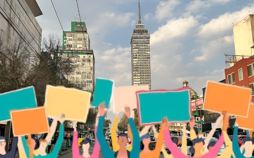 Eje Central de CDMX con manifestantes.   Foto: Especial