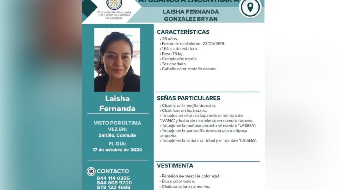 Ficha de alerta de búsqueda de Laisha Fernanda. (Fotografía: Fiscalía)