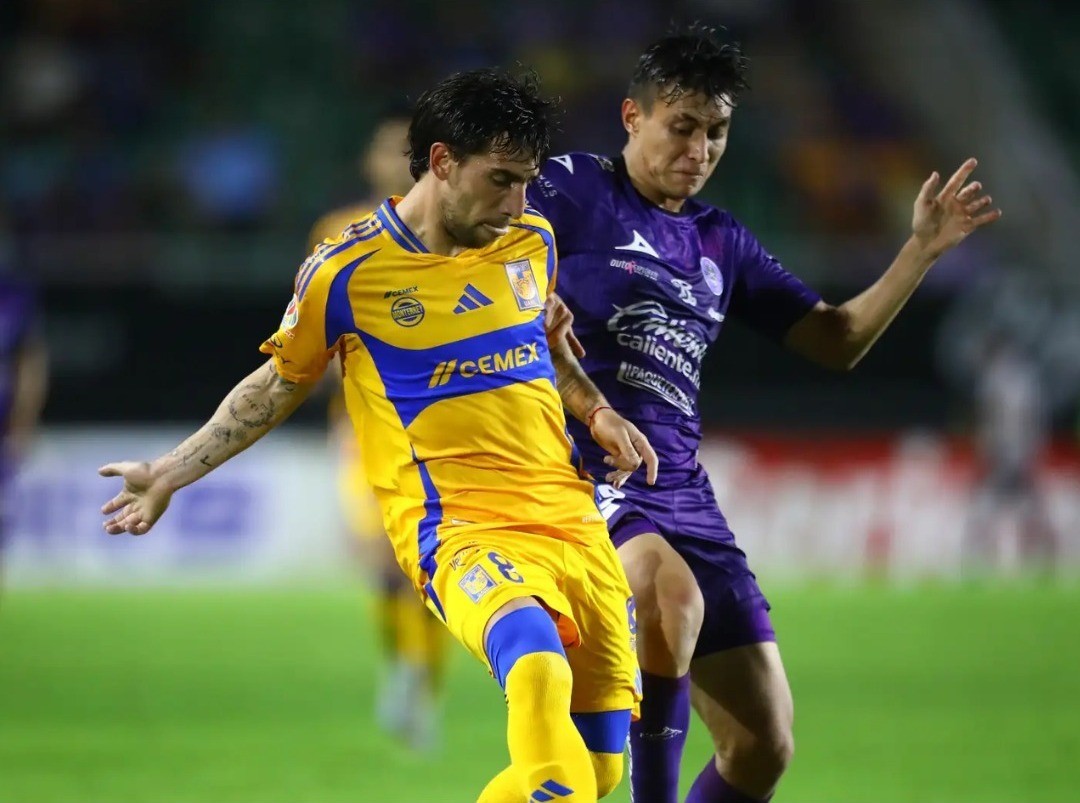 Fernando Gorriarán de Tigres UANL en disputa de un balón. Foto: Goal.com.