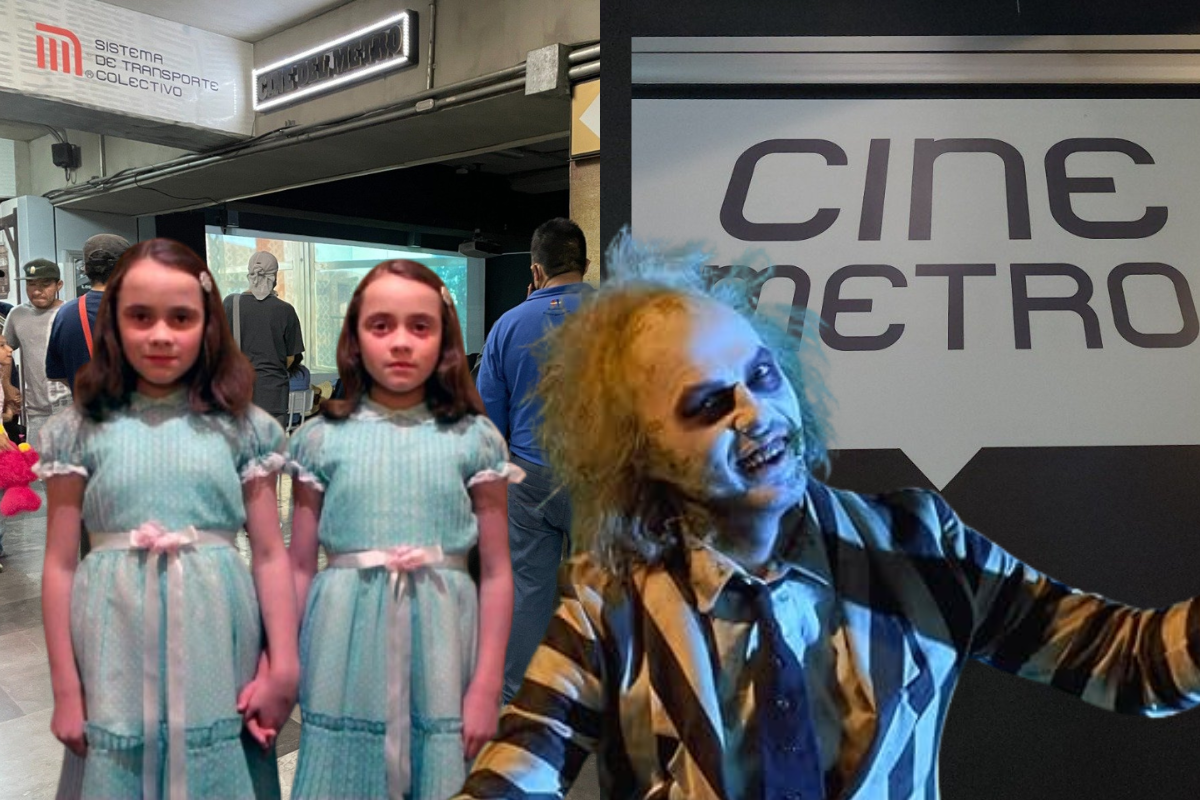 Cine del Metro Zapata y personajes de películas de terror.   Foto: Especial