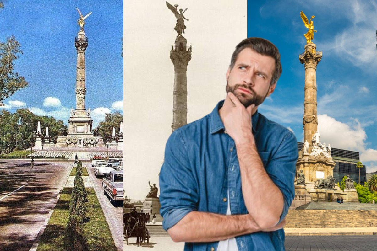 Ángel de la Independencia a lo largo de los años.     Foto: Especial