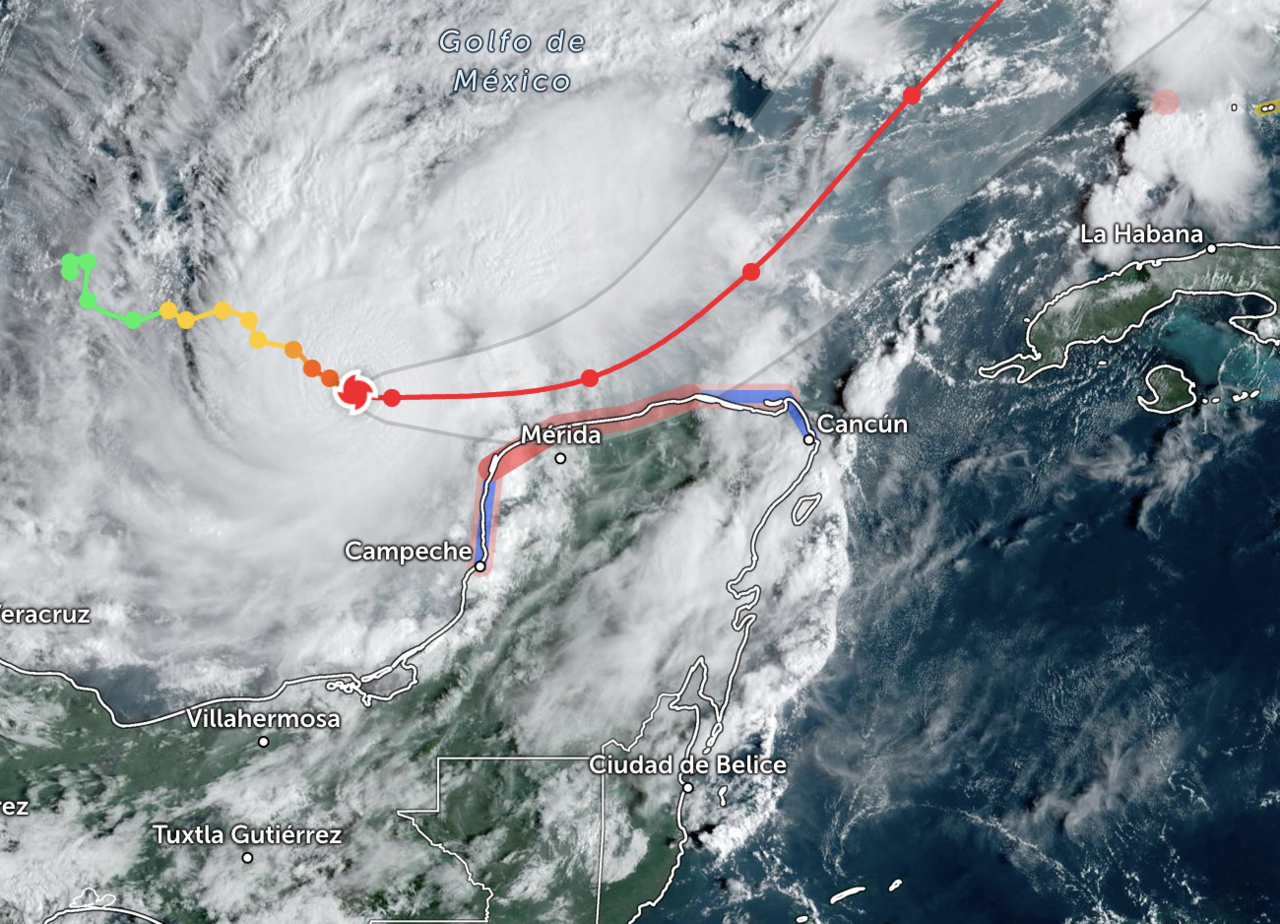 Autoridades informaron que el huracán “Milton” ya es categoría 4 por lo que llamó a la población a estar prevenida.- Foto de zoom.earth