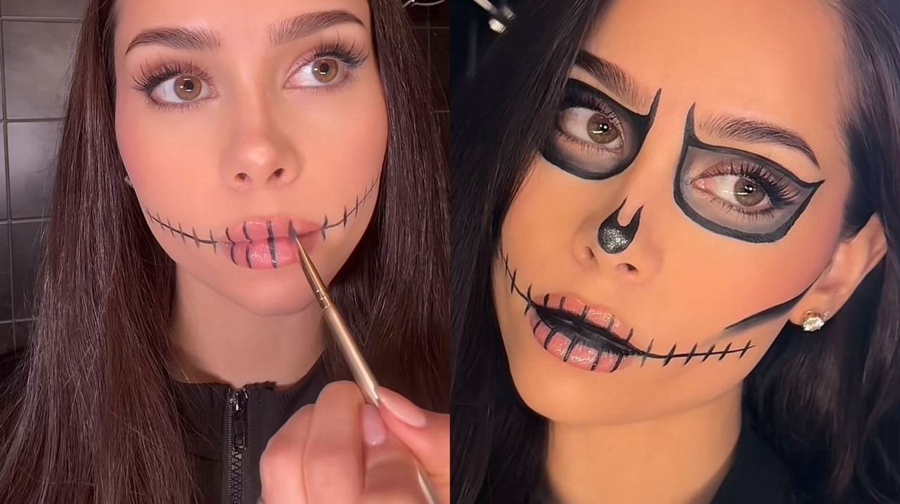 Fácil y rápido! Maquillaje de calavera para este halloween. Foto: @jennatanisha en Tiktok.