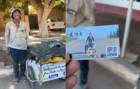 Joven japonés que recorre América a pie llega a Baja California Sur