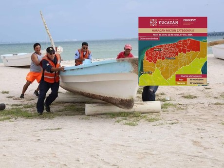 Gobierno del Estado activa  la Alerta Roja para Yucatán por el huracán 'Milton'