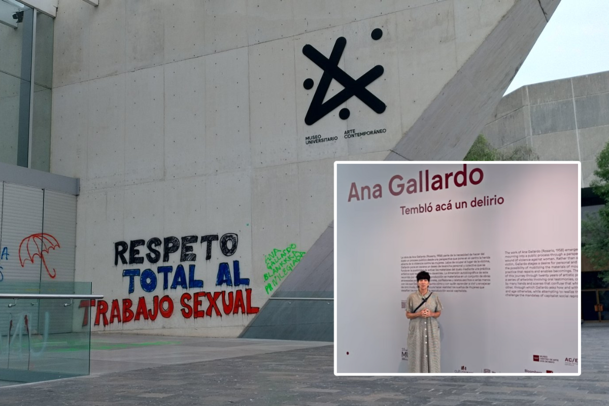 Protesta en el MUAC por exposición de Ana Gallardo.  Foto: @yarazai_s