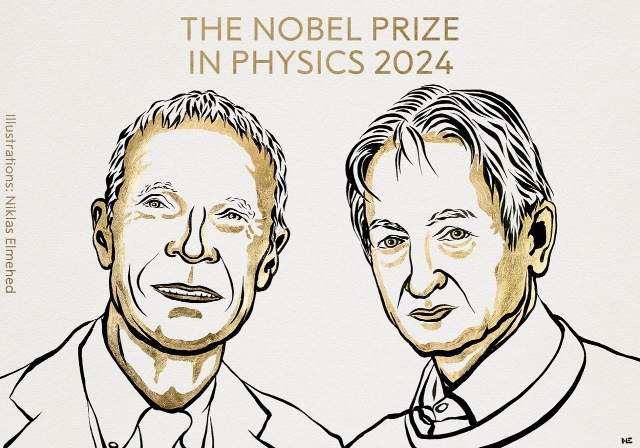 John Hopfield y Geoffrey Hinton los cientificos premiados con el Premio Nobel de Física 2024. Foto: X @NobelPrize