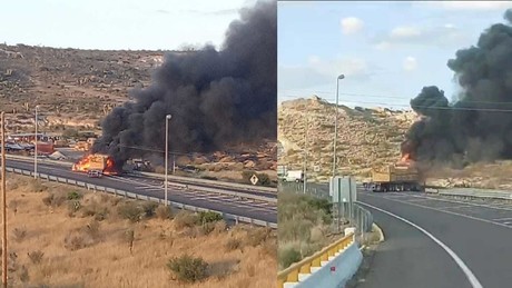 Supercarretera: Se incendia tracto camión cerca de la caseta 'Garabitos'