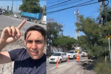 César Garza Arredondo supervisa recarpeteo en la avenida Ojo de Agua