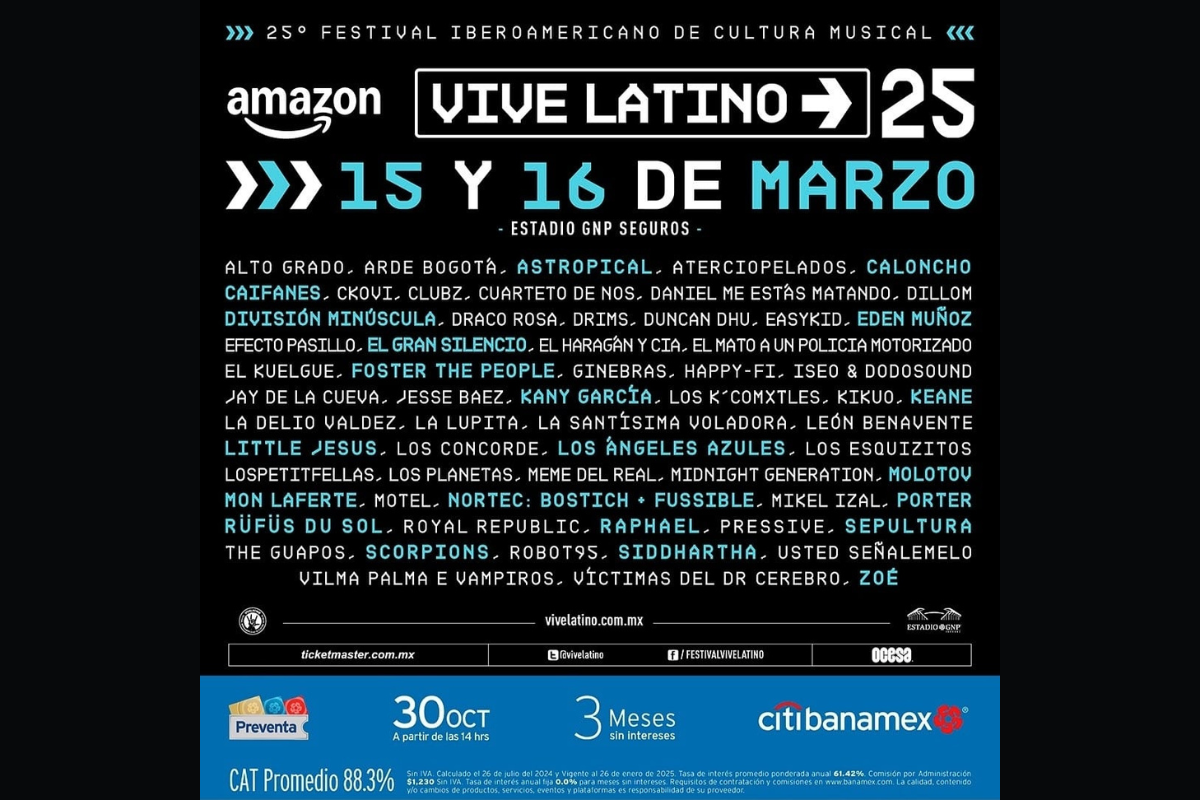 Lanzan Lineup del 'VIVE LATNO 2024' y Scorpions esta entre los confirmados. FOTO: IG Vive Latino