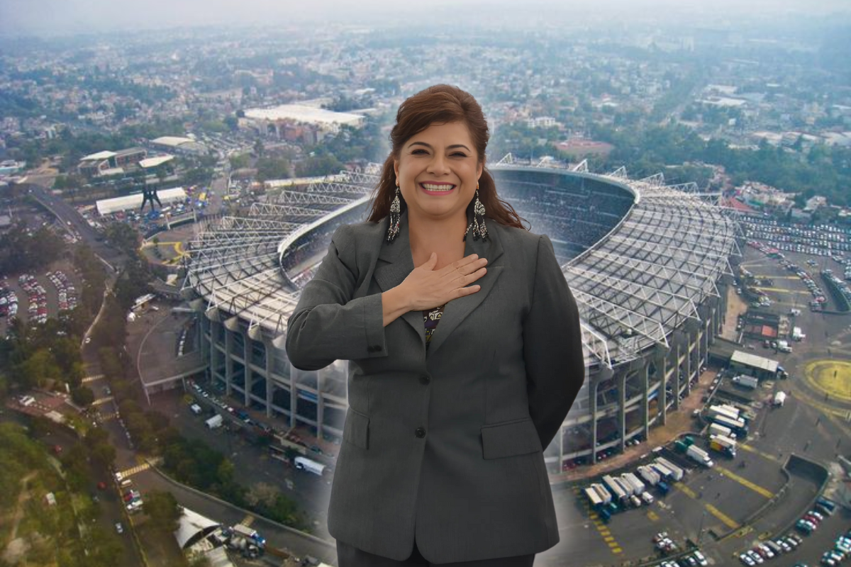 De fondo el Estadio Azteca, la Jefa de Gobierno. Foto:  Google Maps/@ClaraBrugadaM