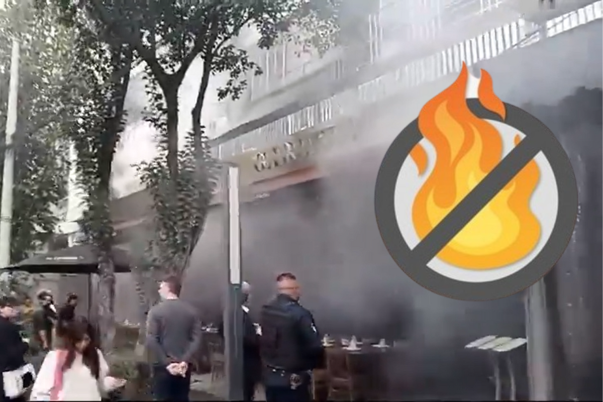 Incendio en restaurante en la colonia Roma.      Foto: Captura de pantalla