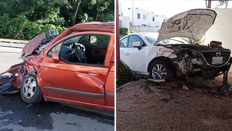 Aparatoso accidente en Los Héroes deja cuantiosos daños por no respetar un alto