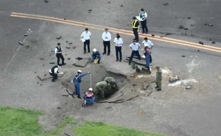 Estalla bomba de la Segunda Guerra Mundial en aeropuerto de Japón. Foto. Noticias Megavisión