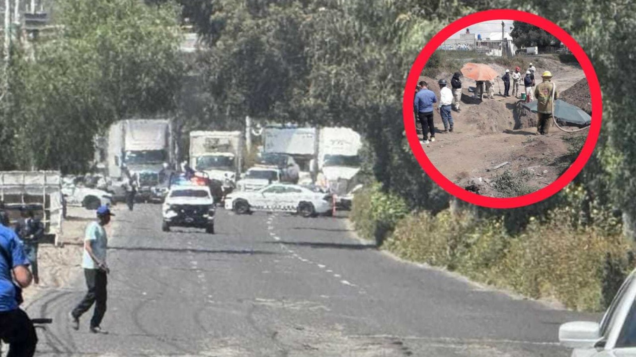 La carretera Lechería-Texcoco permaneció cerrada durante toda la mañana del viernes 18 de octubre de 2024. Foto: PC de Tezoyuca