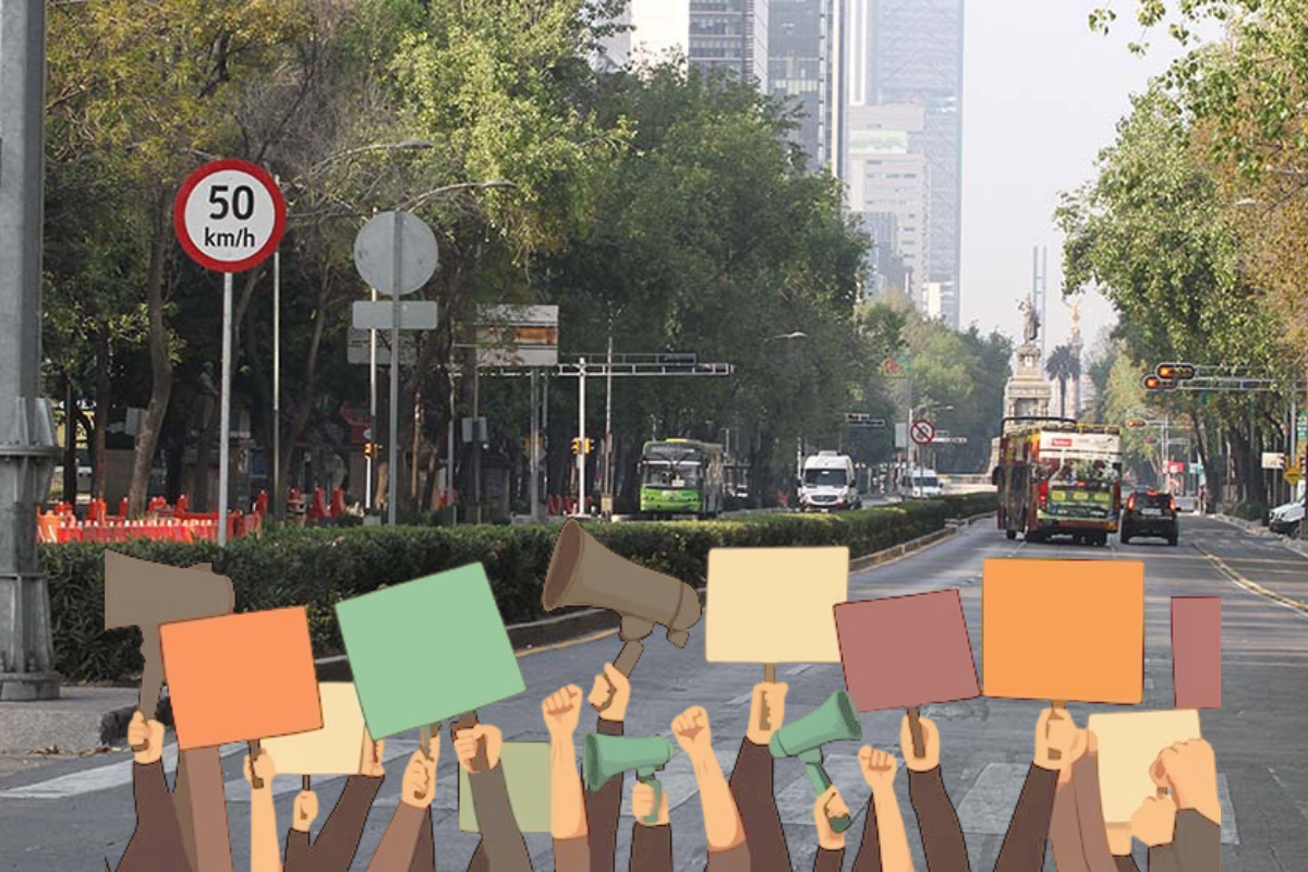 Calle de CDMX con manifestantes.   Foto: Especial