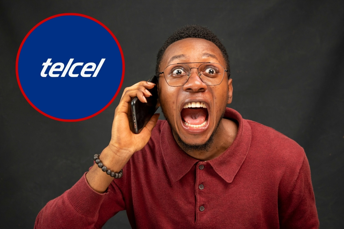 Hombre gritando y Telcel. Foto: Canva y Facebook Telcel