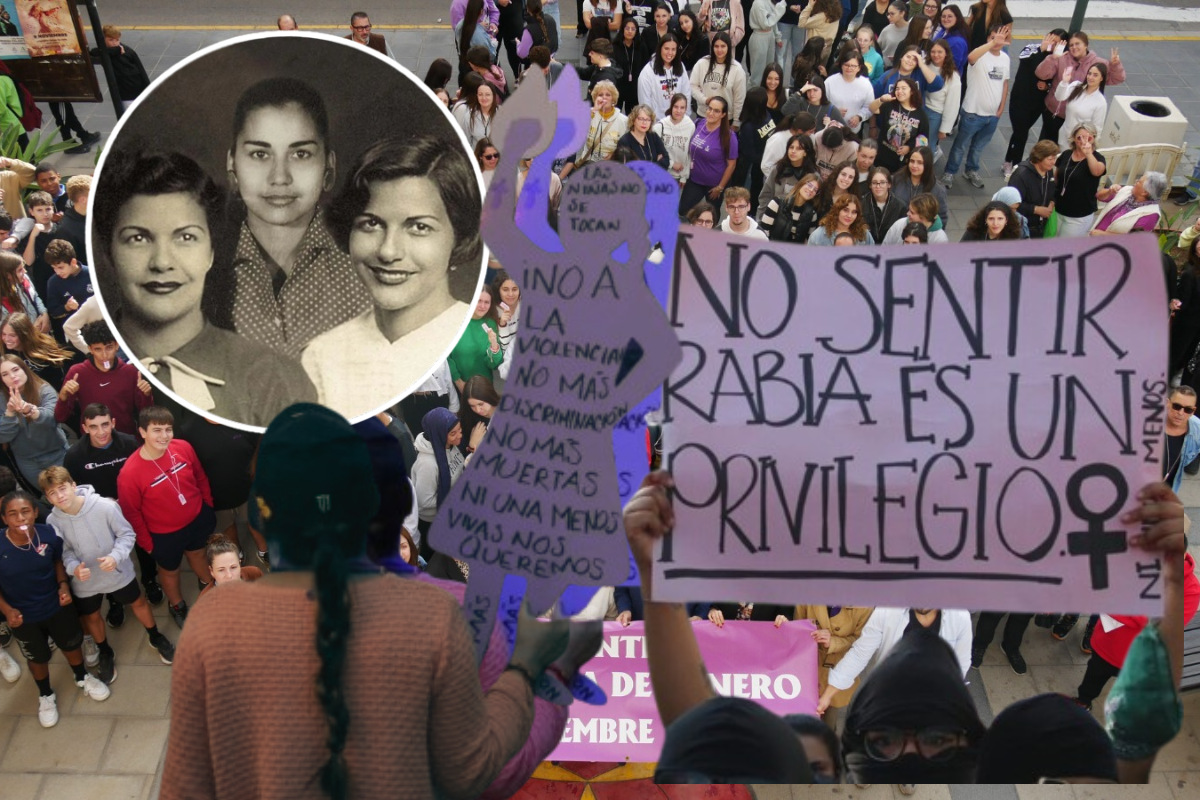 Marcha del 25N, hermanas Mirabal.   Foto de fondo: @d_cerca - Imágenes sobrepuestas: Especial