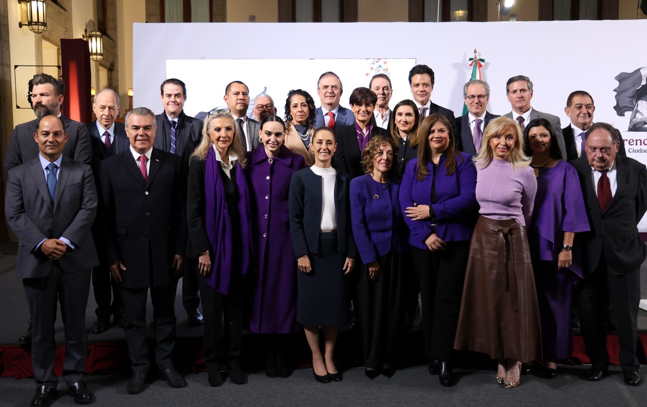 La presidenta de Claudia Sheinbaum con los empresarios. Foto: Gobierno de México.