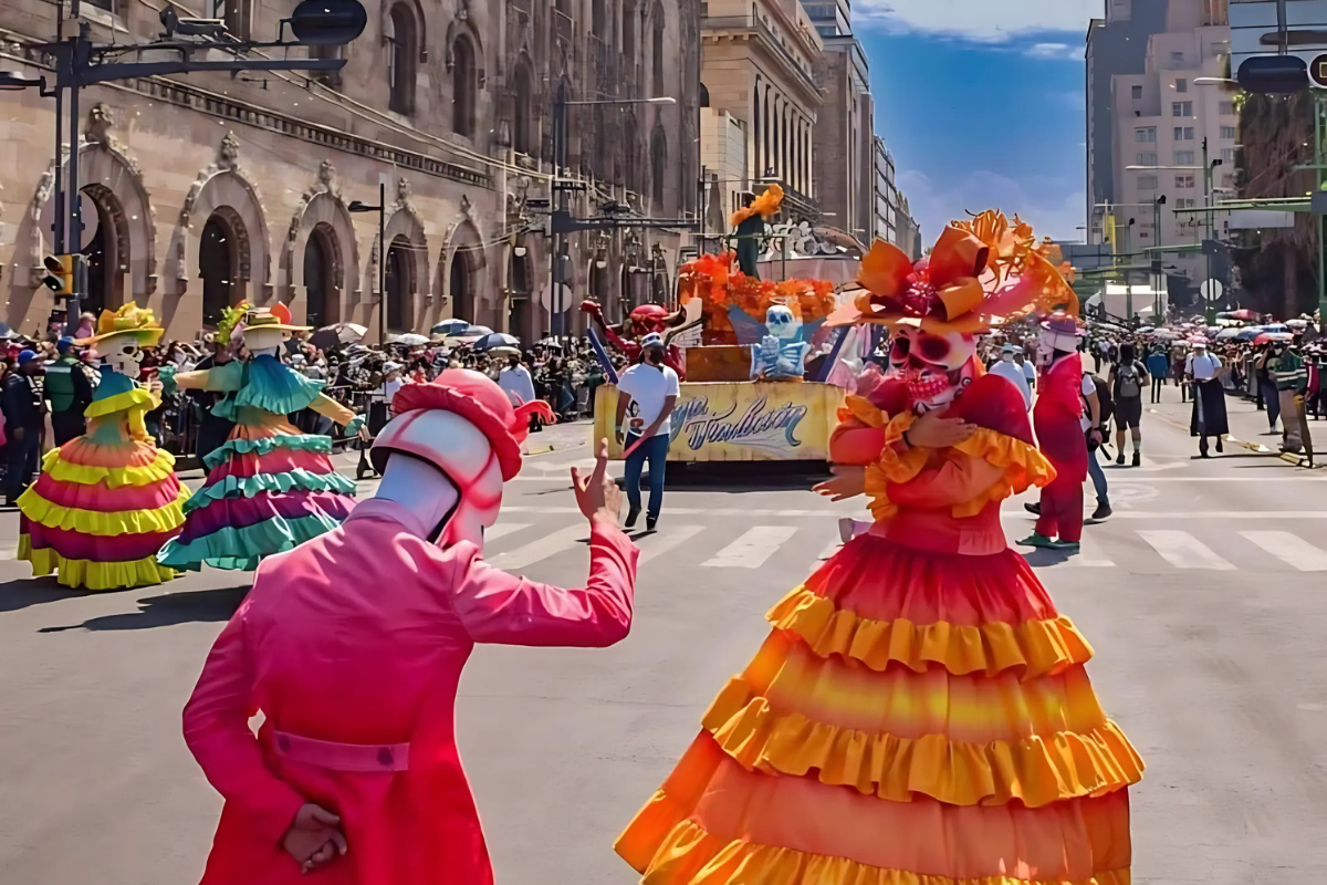 El Desfile del Día de Muertos en la capital mexicana. Foto: @Jozeuz