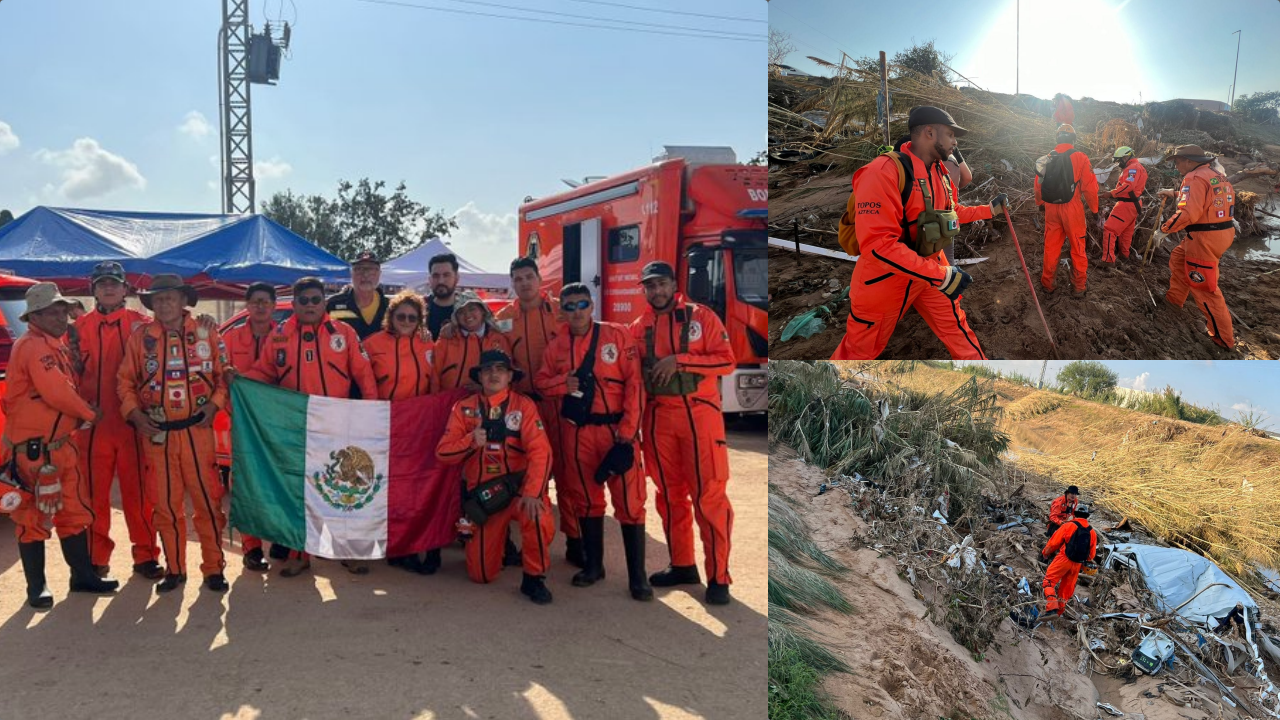 Topos de México continúan en Valencia apoyando en labores de rescate