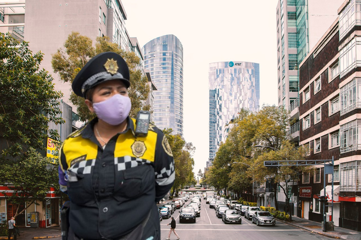 Policía frente a Paseo de la Reforma en CDMX.    Créditos: mike_ramirez_mx