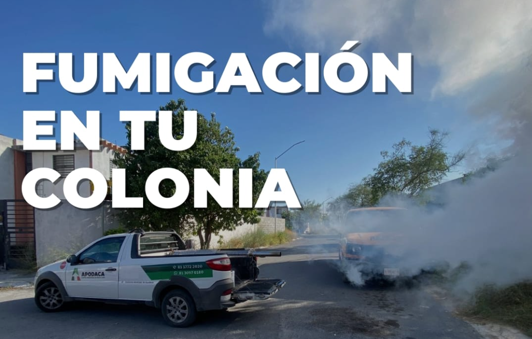 Imagen de camioneta fumigando. Foto: Facebook Gobierno de Apodaca