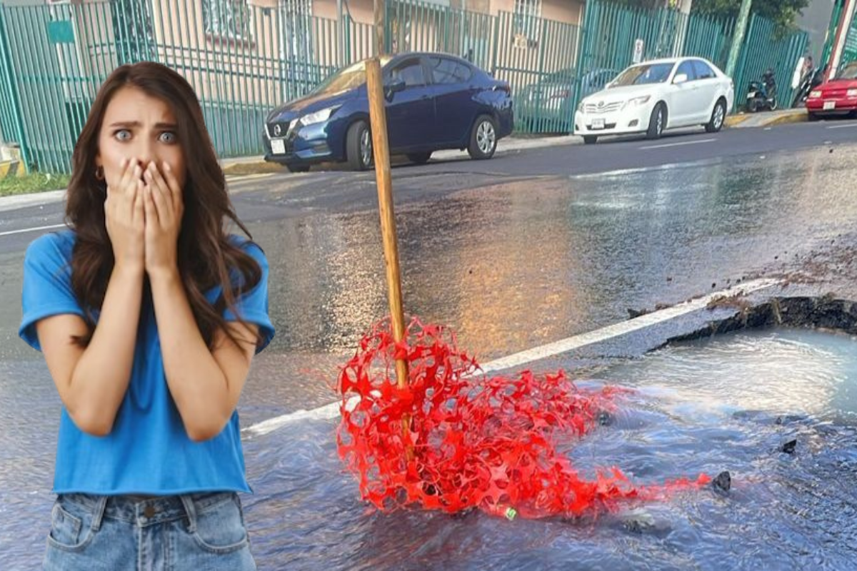 Persona sorprendida frente a fuga de agua.    Foto: Ramón Ramírez