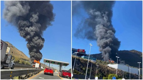 Atizapán: Incendio por volcadura de pipa paraliza la autopista Chamapa-Lechería