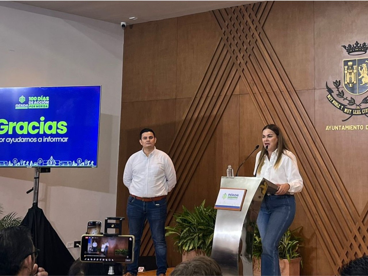 Esta mañana la alcaldesa de Mérida Cecilia Patrón, realizó su rueda de prensa en la que dio detalles de un nuevo proyecto.- Foto de Patricia Euan