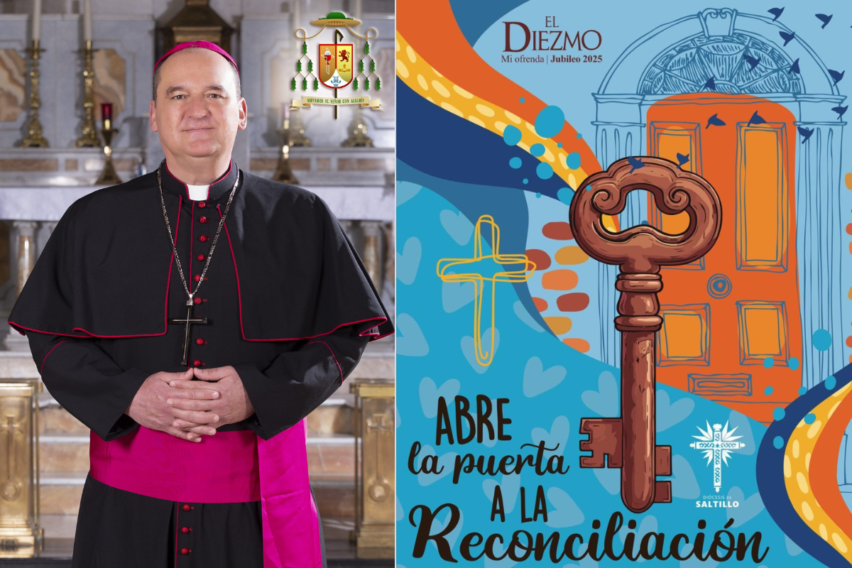 El lema del Diezmo 2024 es Abre la Puerta a la Reconciliación, la Generosidad está en Ti/ Foto: Diócesis de Saltillo y Canva