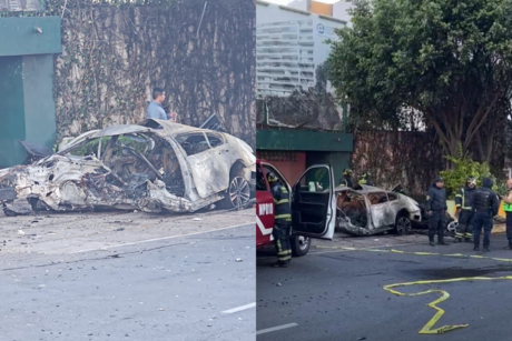 Muere automovilista calcinado dentro de su vehículo tras fuerte choque (VIDEO)