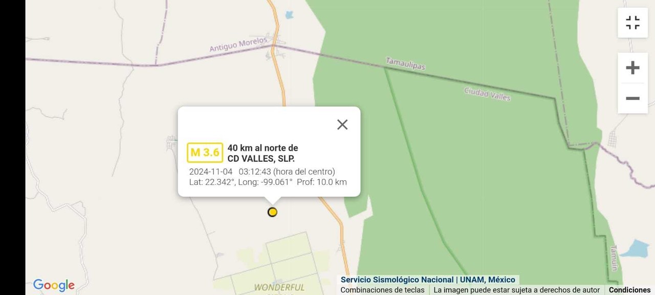 Area en donde el Servicio Sismológico Nacional ha reportado movimientos.