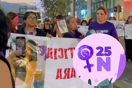 25N: Colectivos de mujeres marchan y alzan la voz en el centro de Monterrey (EN VIVO)