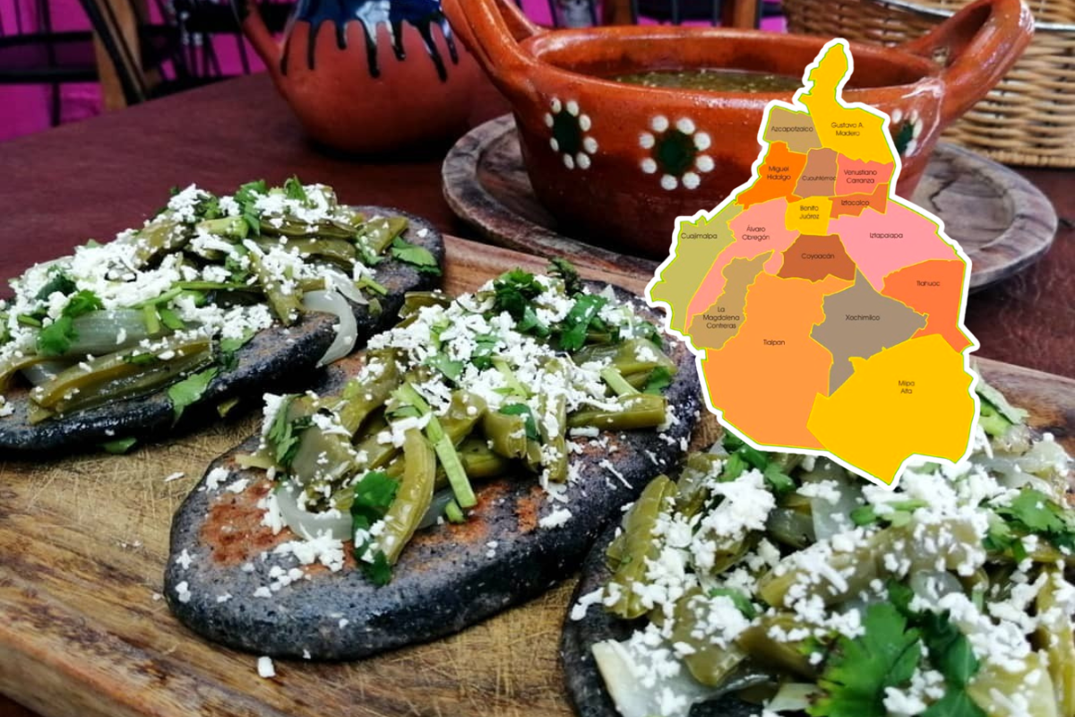 Tlacoyos con un mapa de la CDMX.     Foto: Especial