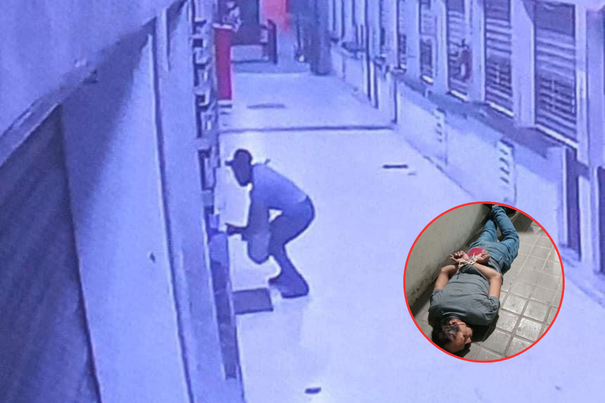 El presunto delincuente fue detenido en flagrancia por la seguridad del mercado de Tampico. Foto: Axel Hassel