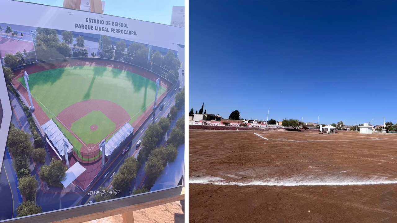 Con capacidad para 400 personas el nuevo estadio de Beisbol de Durango estará listo en 2025. Foto: Alejandro Ávila.