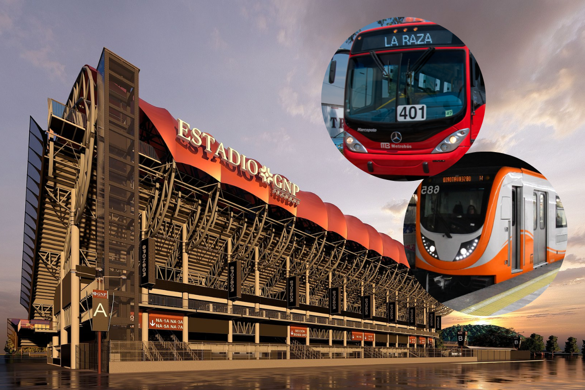 Estadio GNP por fuera, Metro y Metrobús. Foto: OCESA/Gobierno CDMX