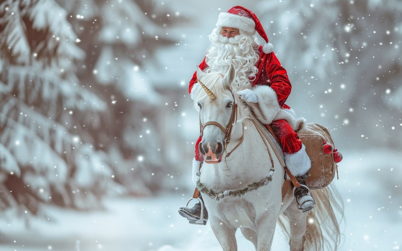 Santa Claus a caballo / Fotos: FreePik | Canva | Sandra Edith Valenciana Guerra