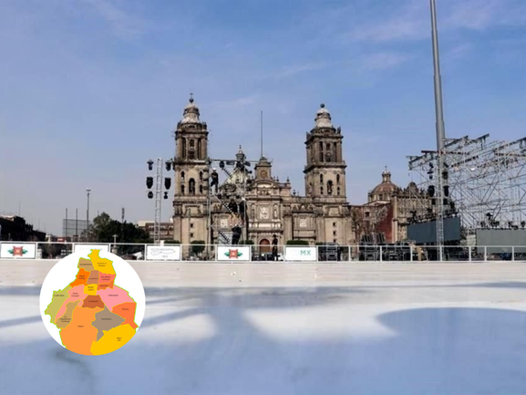 Foto: Pista de hielo y mapa CDXM editada en canva